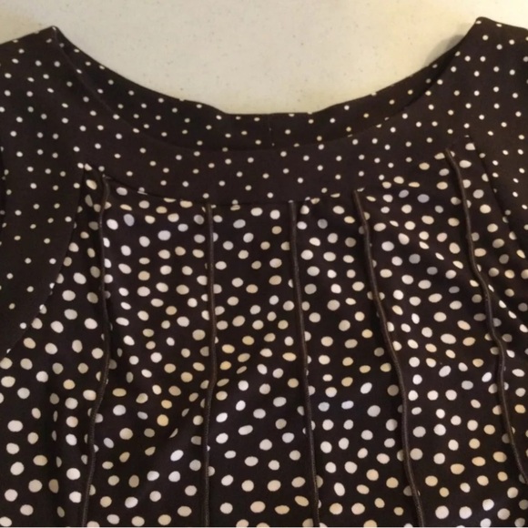 Perceptions New York Large Belted Midi Dress Brown White Polka Dot - Picture 7 of 12